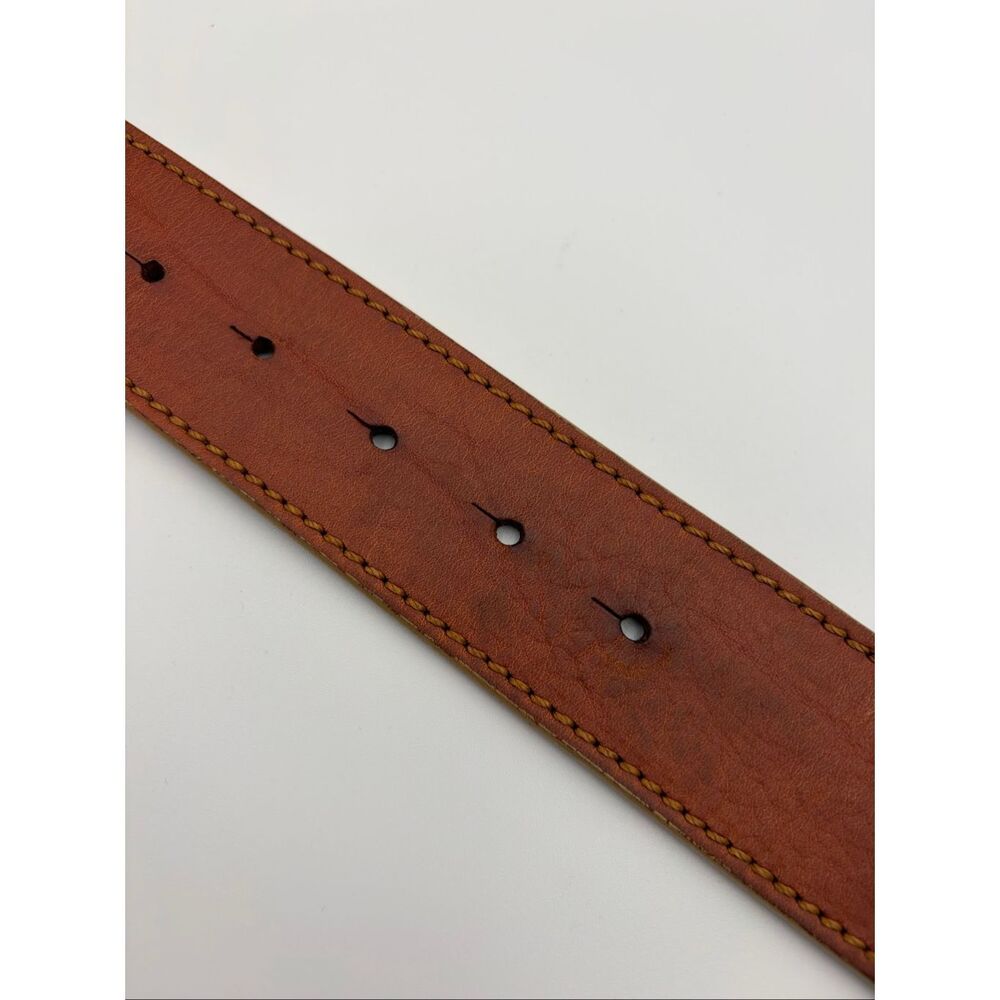 Hugo Boss Women’s Cognac Leather Wide Statement Belt Ornate Antiqued Buckle - Picture 5 of 12